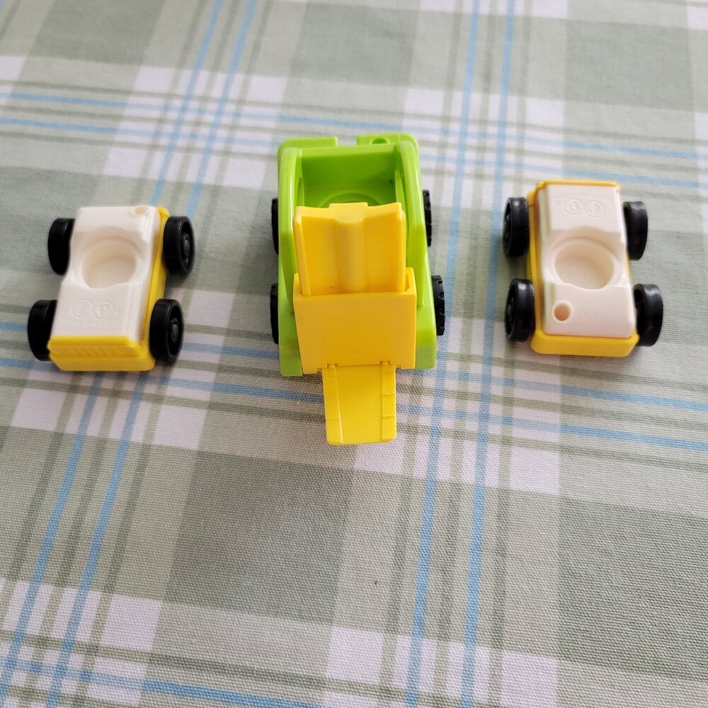 Vintage Fisher Price Little People Lift and Load Construction Fork Lift &  Cars